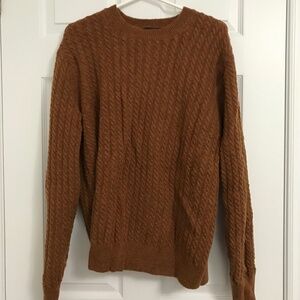 NWOT Black Brown 1826 Lamb's Wool Nylon Cable Knit Sweater Top XL Crew Neck